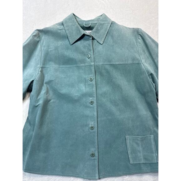 Pendleton Suede Leather Seafoam Full-Button Jacket Blazer Sz Med. Heritage Luxe - Picture 1 of 12